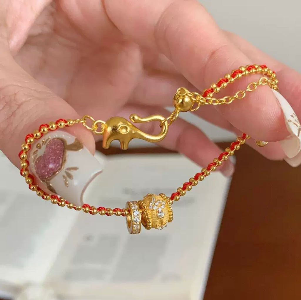 Kaleidoscope Small Red String Bracelet for Women - Dainty Minimalist Design, Adjustable Size