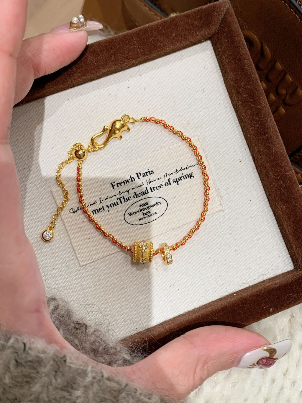 Kaleidoscope Small Red String Bracelet for Women - Dainty Minimalist Design, Adjustable Size