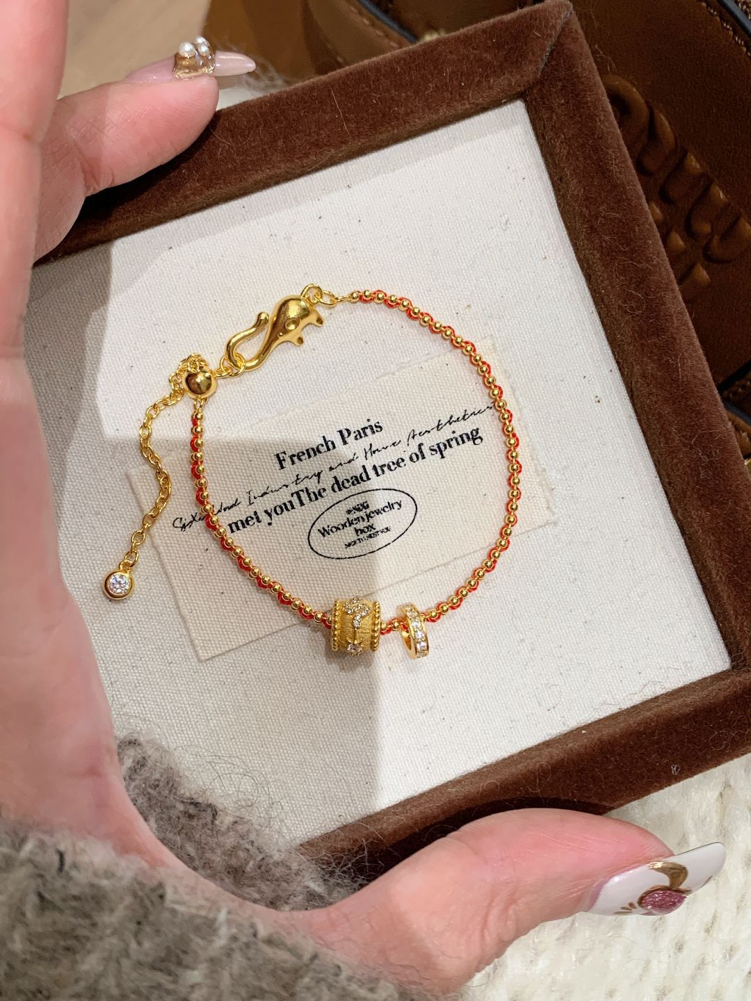 Kaleidoscope Small Red String Bracelet for Women - Dainty Minimalist Design, Adjustable Size