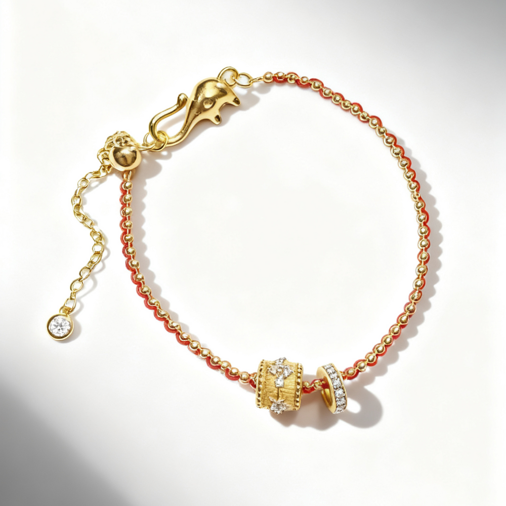 Kaleidoscope Small Red String Bracelet for Women - Dainty Minimalist Design, Adjustable Size